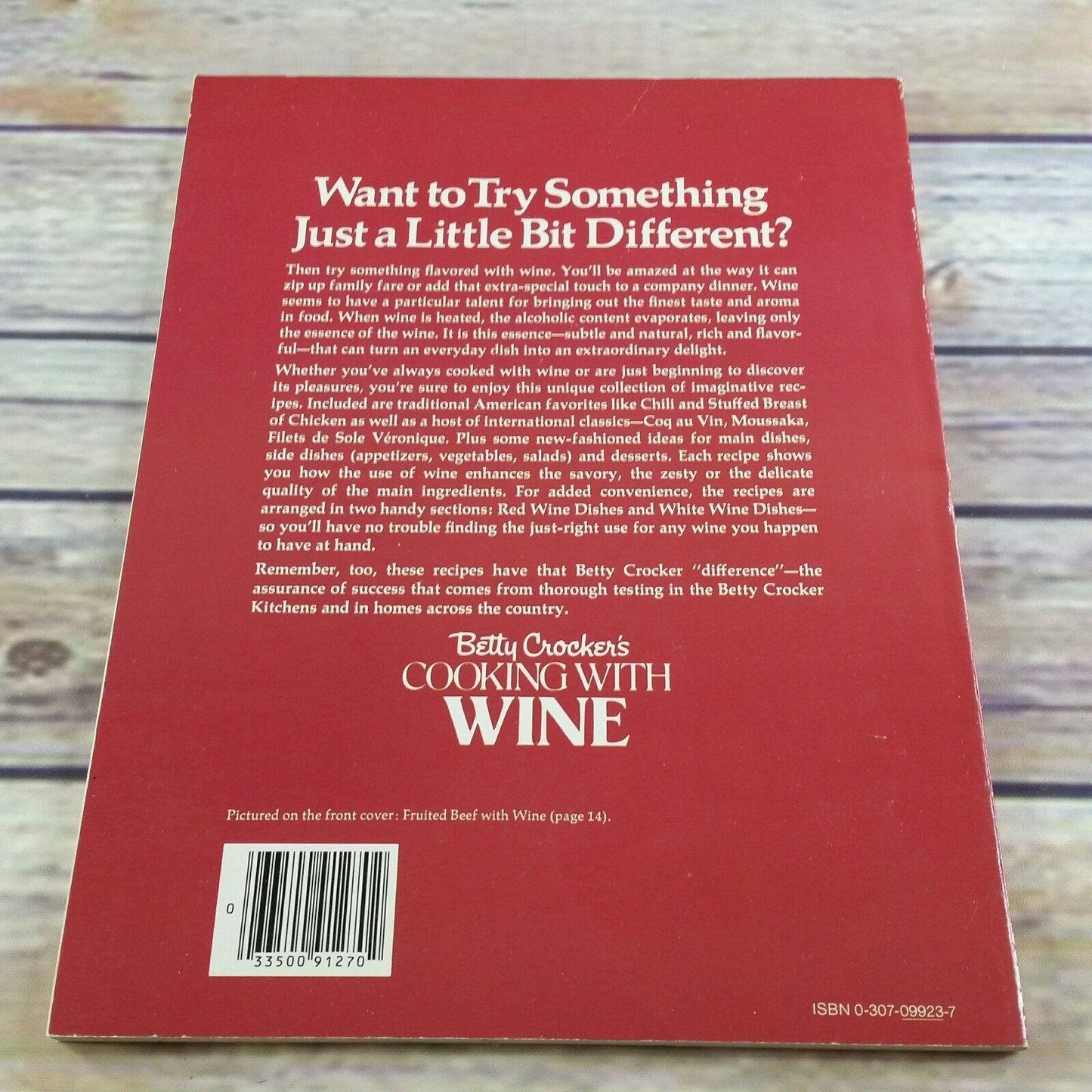 Vintage Cookbook Cooking with Wine 1981 Betty Crocker Paperback Wine Recipes Third Printing