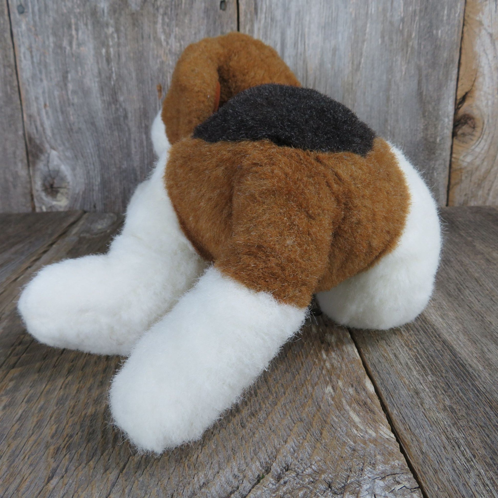 Vintage Wonder Toys Plush Black White Beagle Puppy Dog W/ Exposed Belly &  Bow Tie 