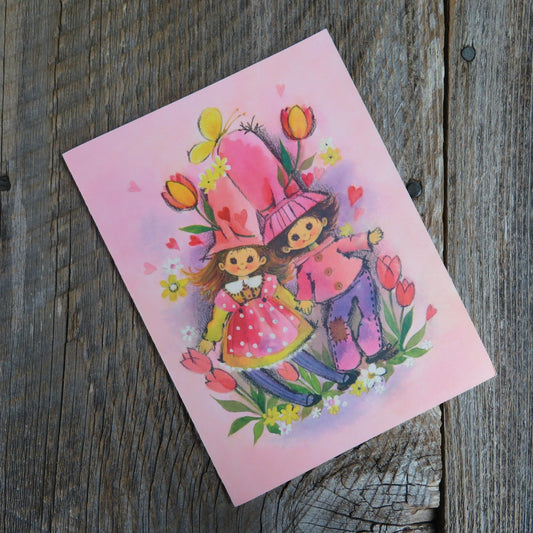 Vintage Thank You Card Caprice Boy Girl Children Tulips Coronation Collection Greeting