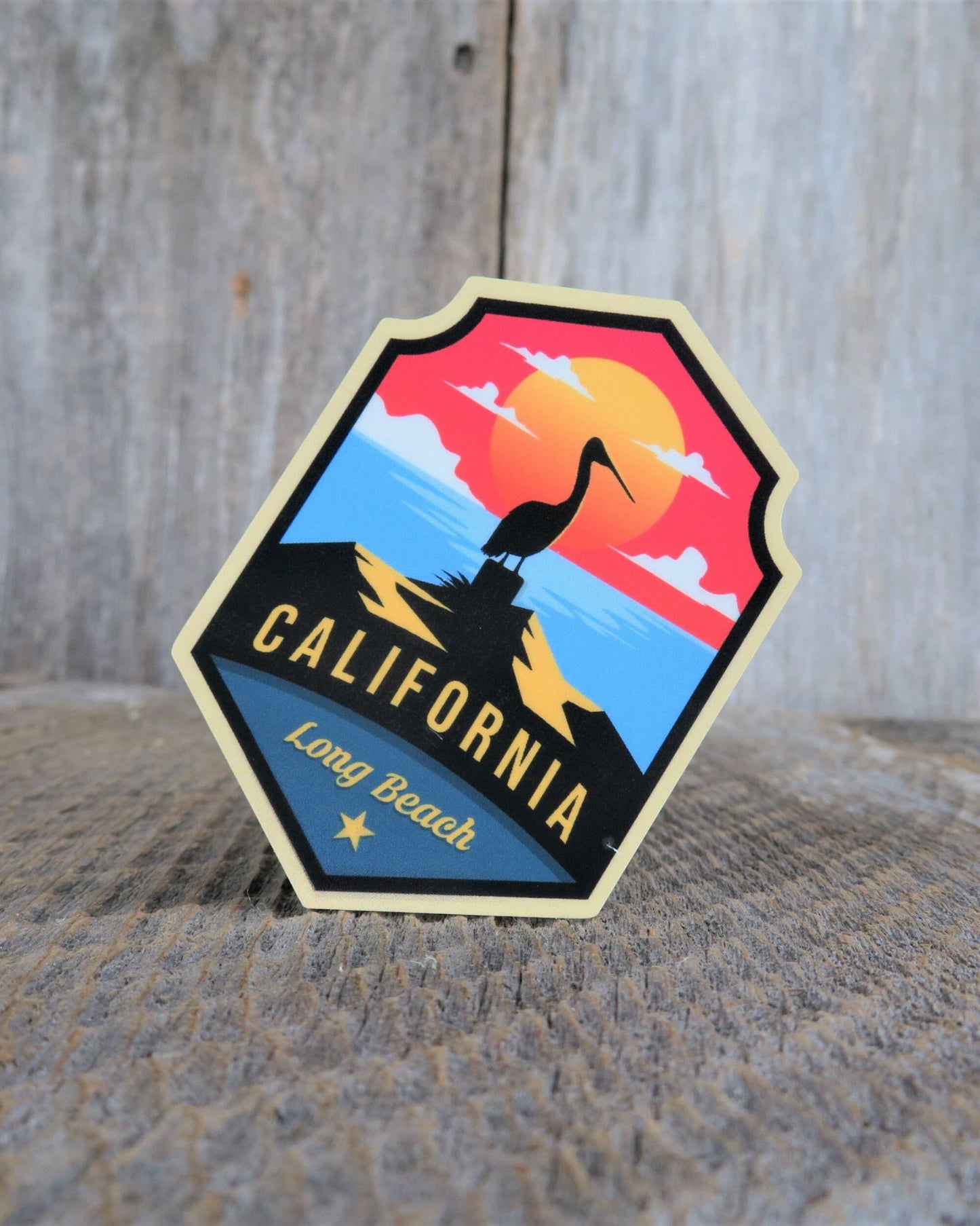 Long Beach California Sticker Pelican Coastal Destination Waterproof Souvenir Travel Sticker