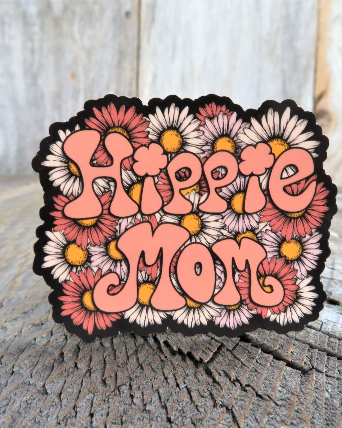 Hippie Mom Sticker Flower Power Daisies Retro Waterproof Water Bottle Laptop