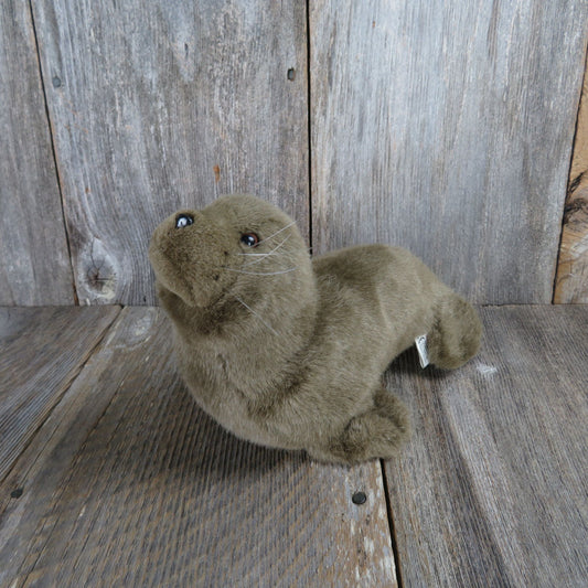 Vintage Seal Plush Sea Lion Brown Stuffed Animal K & M International 1995