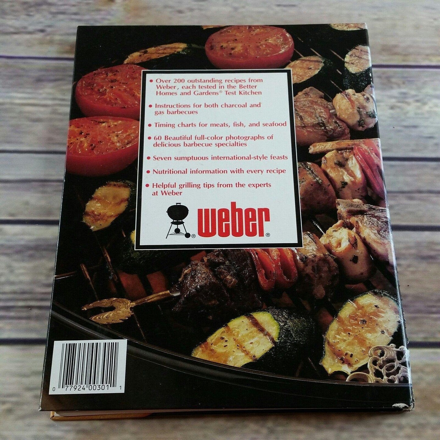 Vintage Cookbook Weber Grill Out Barbecue Recipes Charcoal Grill 1990 Hardcover Spiral Bound Beef Pork Lamb Poultry Fish Marinades