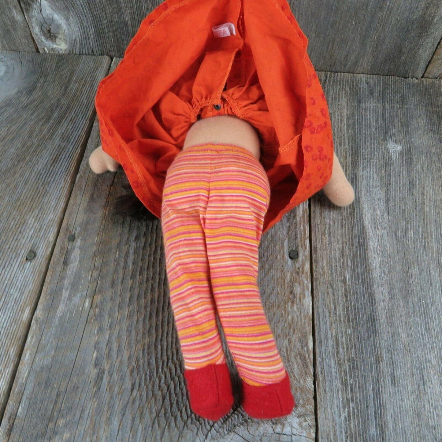 Kathe Kruse Baby Doll Soft Body Rag Plush Heirloom Brunette Braids Orange Dress