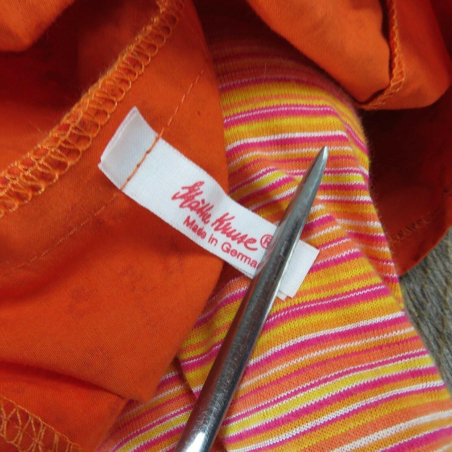 Kathe Kruse Baby Doll Soft Body Rag Plush Heirloom Brunette Braids Orange Dress