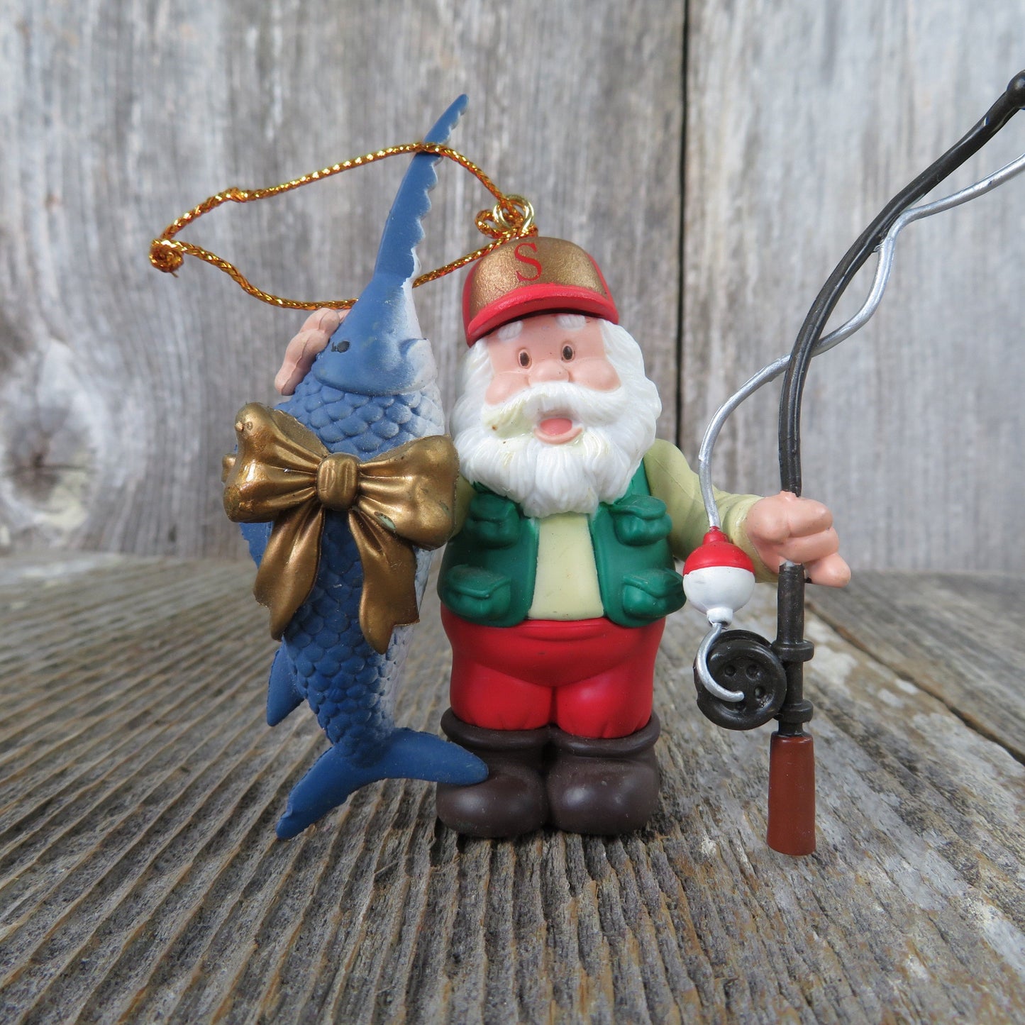 Vintage Fisherman Ornament Santa Swordfish Westmar Christmas Ocean Fishing Outdoorsman Gift