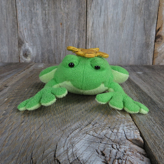 Frog Prince Plush Crown Green Stuffed Animal Laying Two Tone