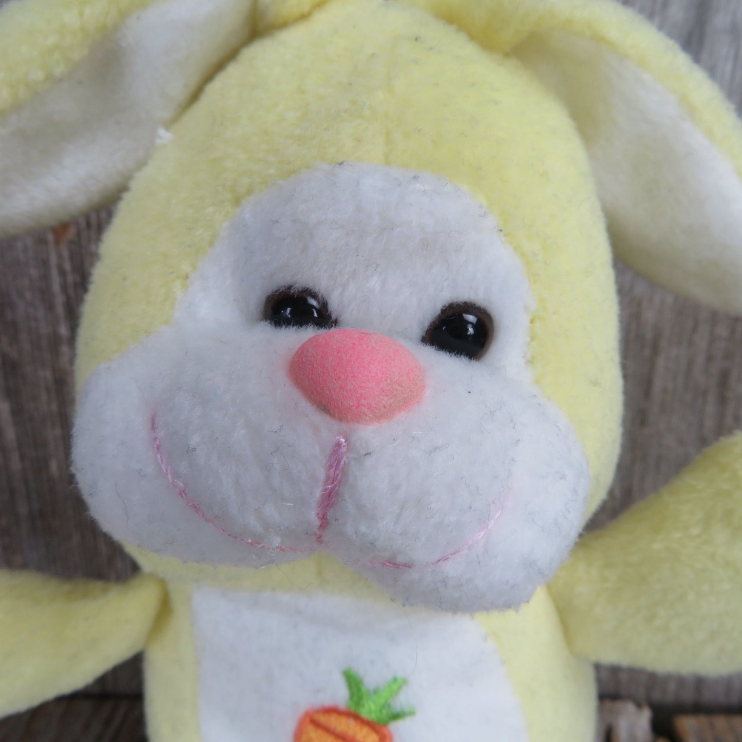 Vintage Yellow Bunny Plush Rabbit Carrot Stuffed Animal Easter King Plush 2002