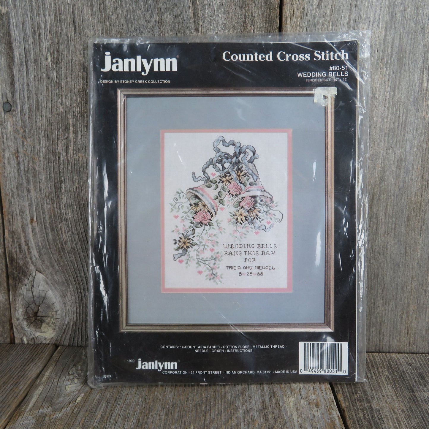 Janlynn Counted Cross Stitch Wedding Bells 1990 Wedding Anniversary Gift 80-51