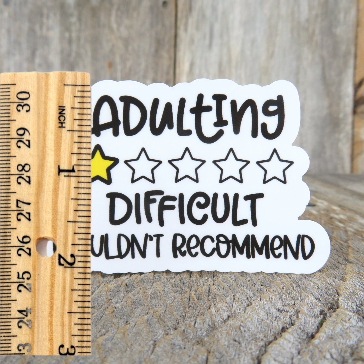 Adulting 1 Star Difficult Wouldn't Recommend Sticker Responsibility Sucks Social Funny Sarcastic