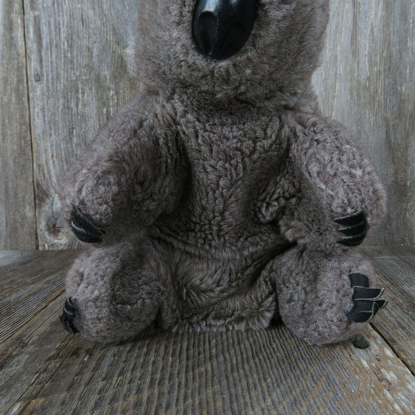 Vintage Koala Plush Hand Puppet Gray Black White  Stuffed Animal Leather Nails Plastic Nose