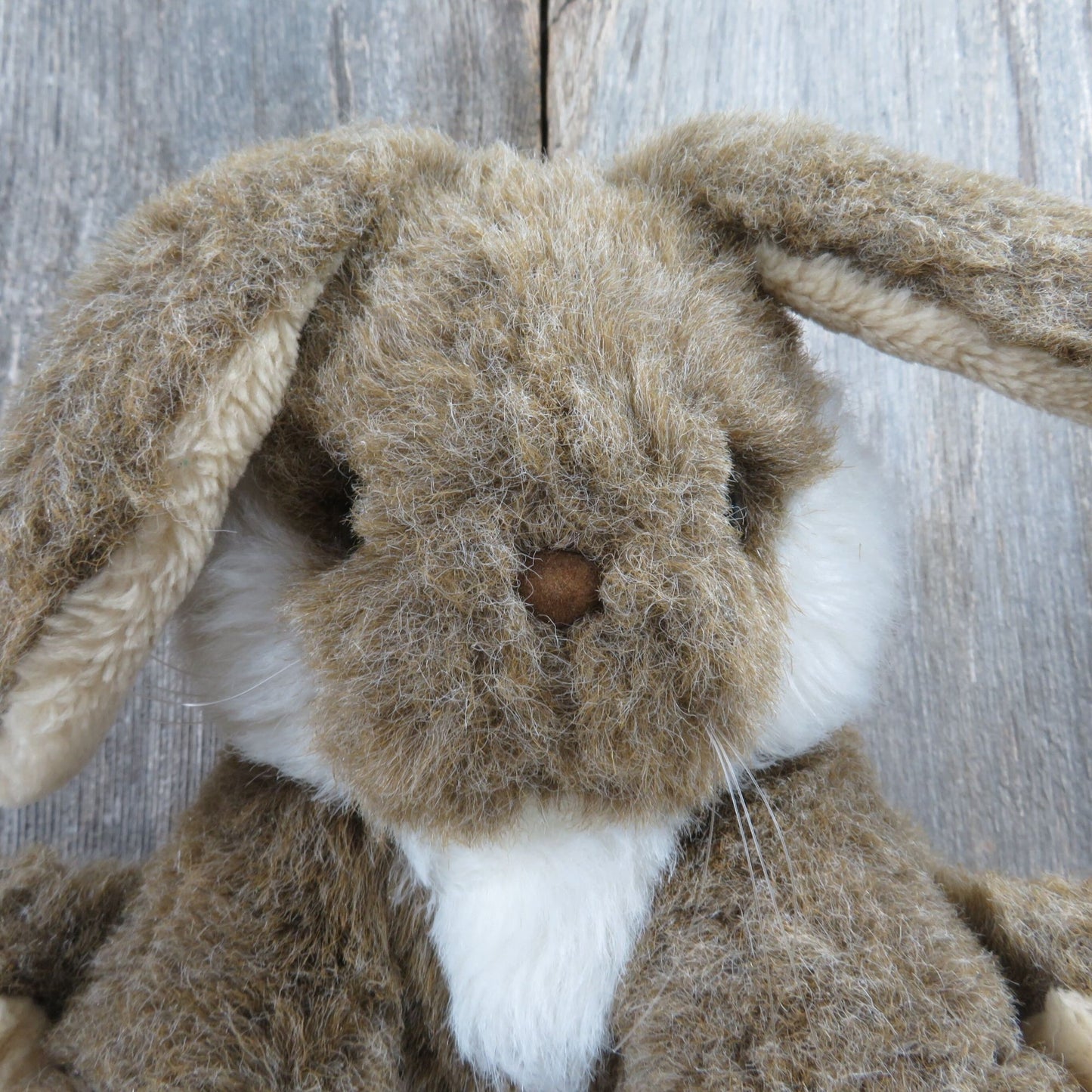 Vintage Bunny Rabbit Plush Brown White Mervyn's Playful Plush Easter Hare Stuffed Animal