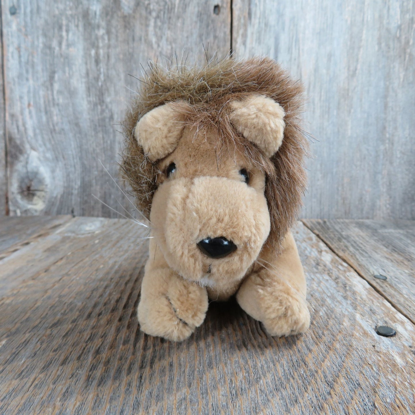 Lion Plush Brown Small Stuffed Animal Dakin Plastic Nose Vintage