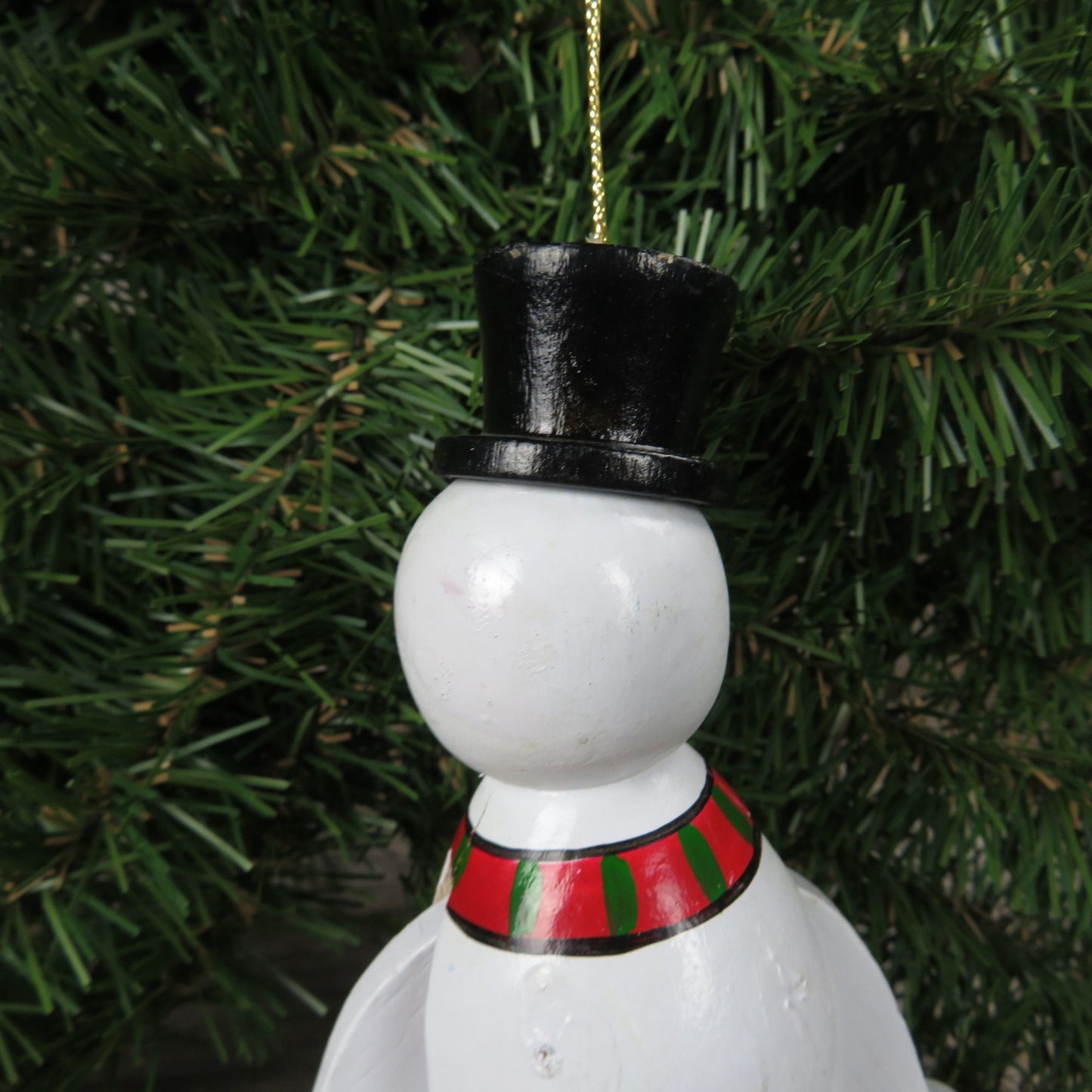 Snowman Pull String Wood Ornament Russ Vintage Wooden Jumping Toy Snowman Christmas