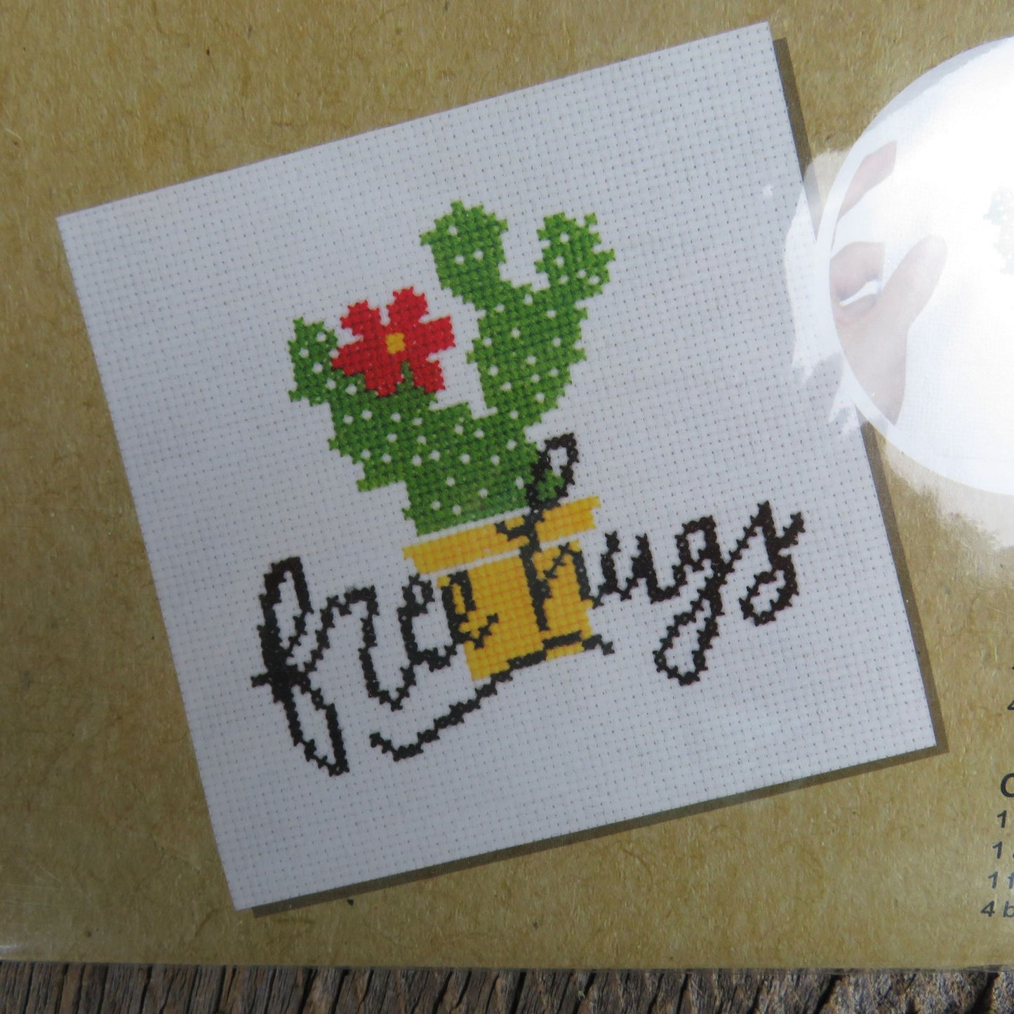 Cross Stitch Kit Free Hugs Cactus Small Project Wall Hanging Sign