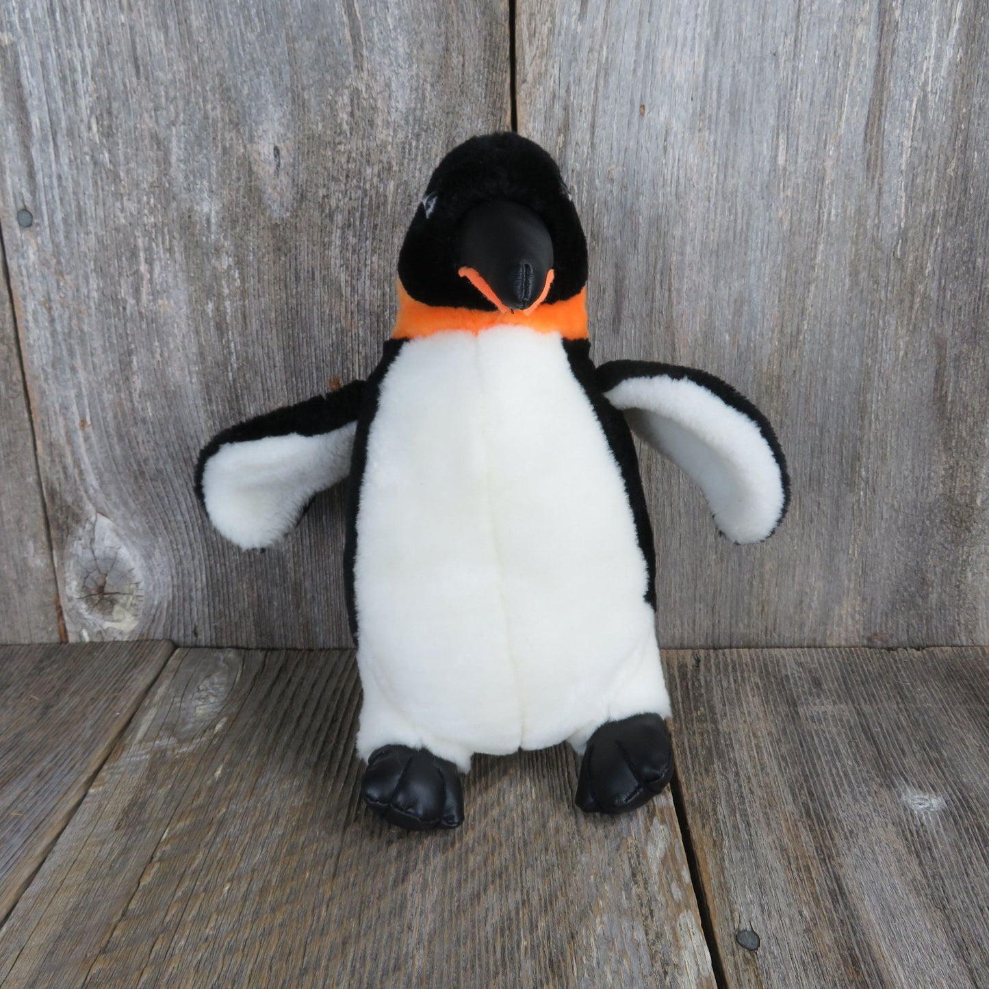 Penguin Plush Black White Vinyl Beak Orange Bird Stuffed Animal Souvenir Vintage
