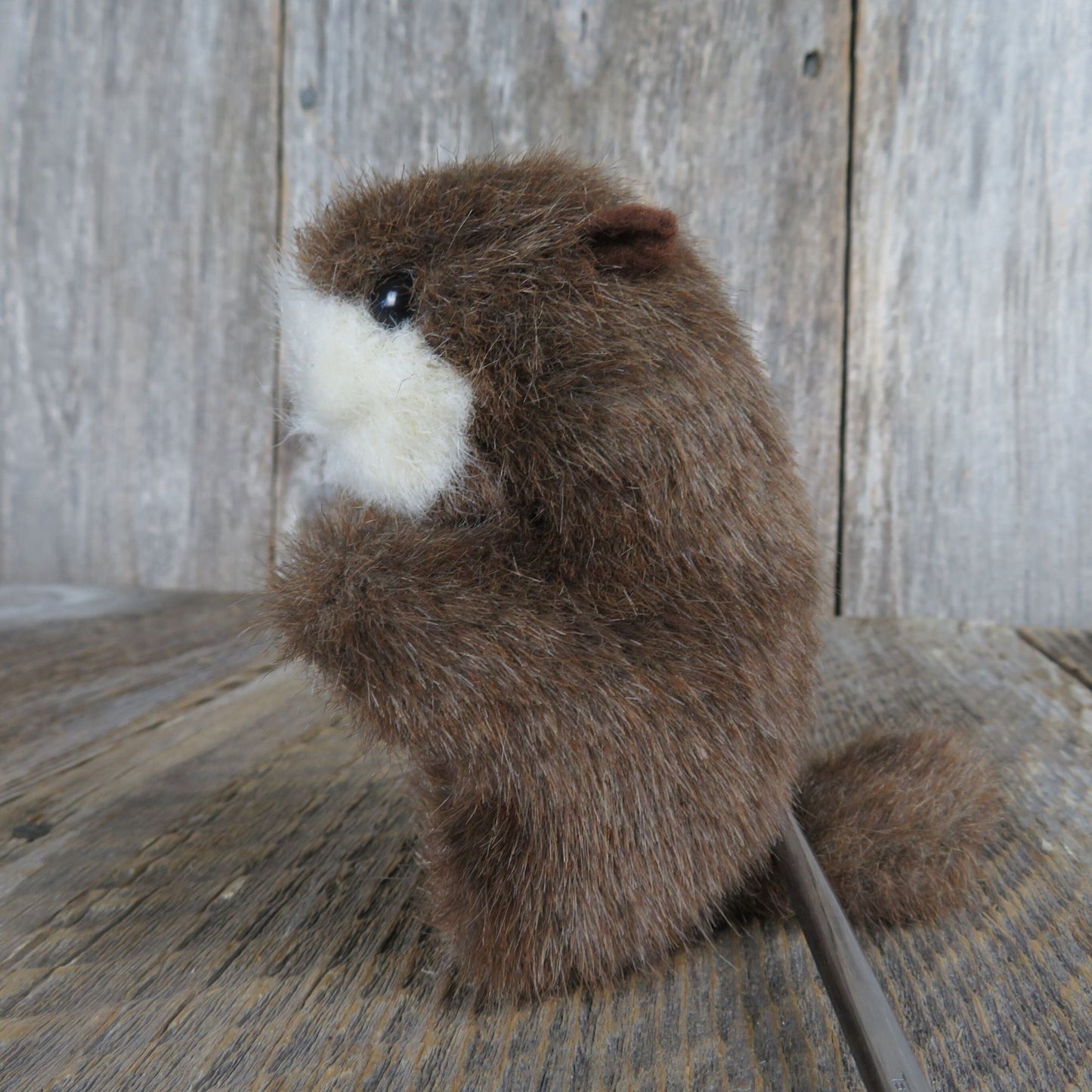 Vintage Otter with Shell Miniature Brown River Sea Stuffed Animal K & M International 1992