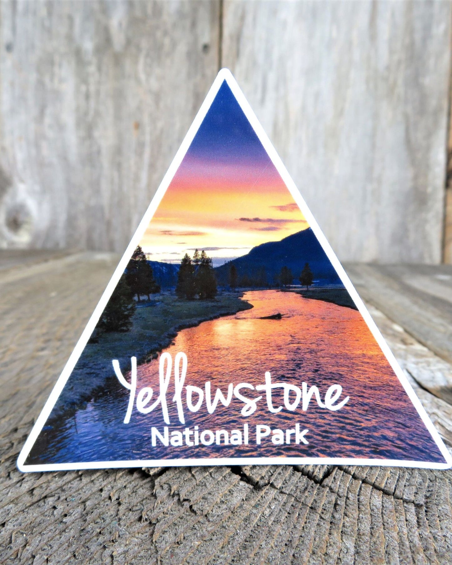 Yellowstone National Park Photo Sticker Wyoming Triangle Full Color Waterproof Travel Souvenir Water Bottle Laptop