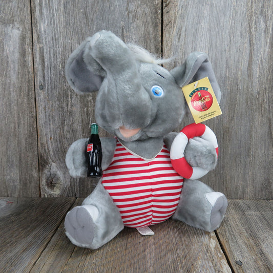 Coca Cola Elephant Stuffed Animal Swimming Suit Tub Coke Bottle Plastic Eyes Play by Play 1998