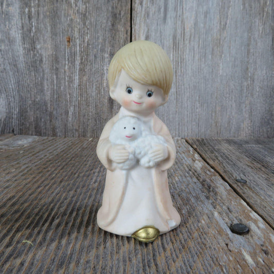 Vintage Shepard Figurine Lamb Child Nativity Christmas Children Replacement Figure Bisque Ceramic