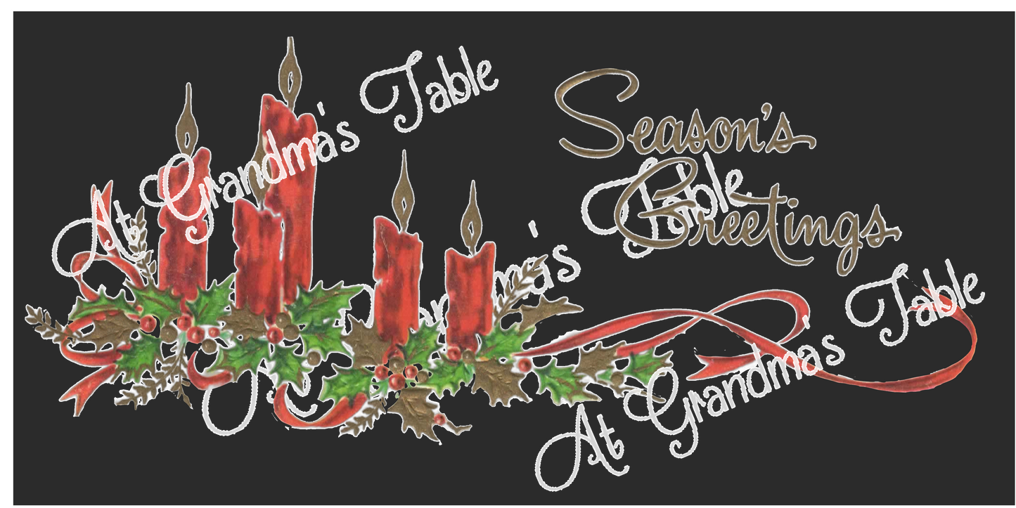 Christmas Holiday Season's Greetings Vintage Graphic Red Candles Border Downloadable Printable PNG Ribbon Holly Image