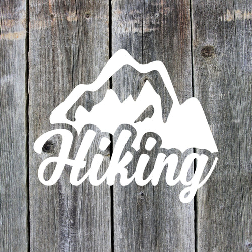 Mountain Hiking Vinyl Decal White Outdoors Lover Car Water Bottle Laptop Sticker