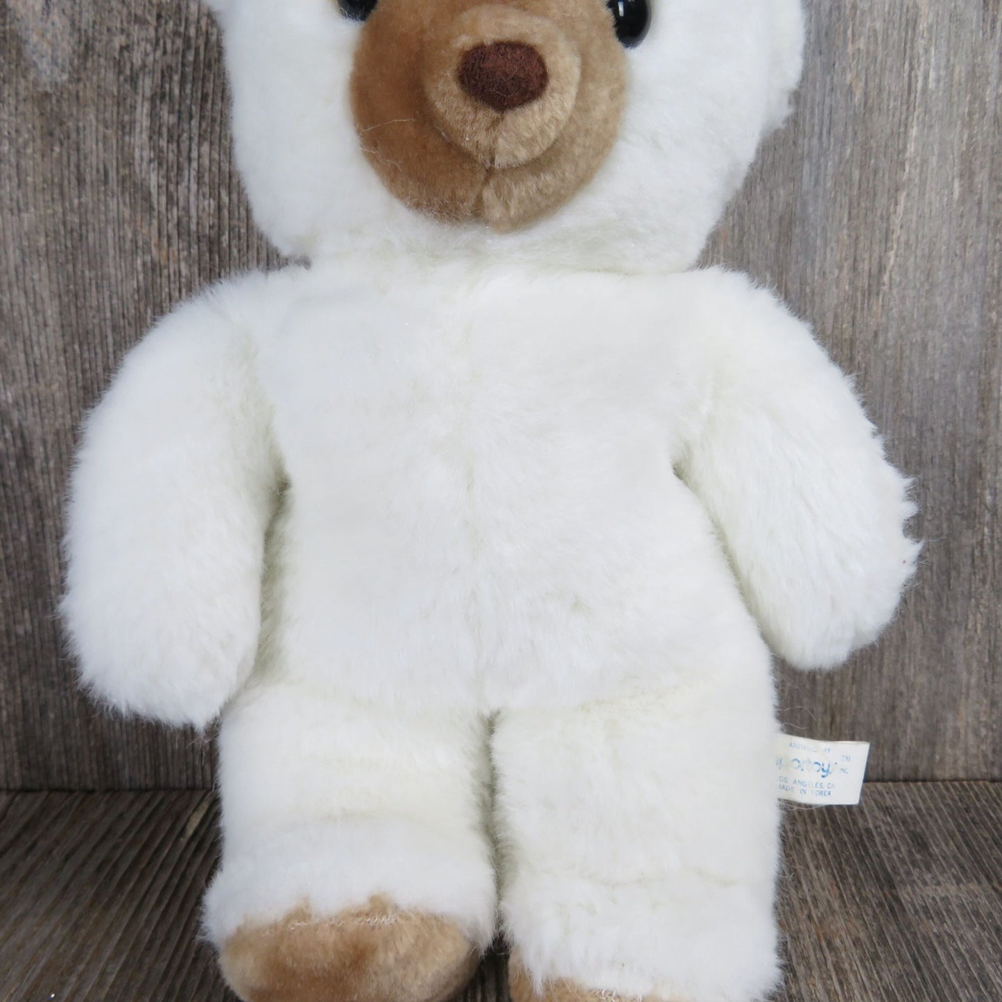 Vintage Standing White Bear Plush Brown Nose Paw Pads Polar Bear IT Import Toys Korea 1980