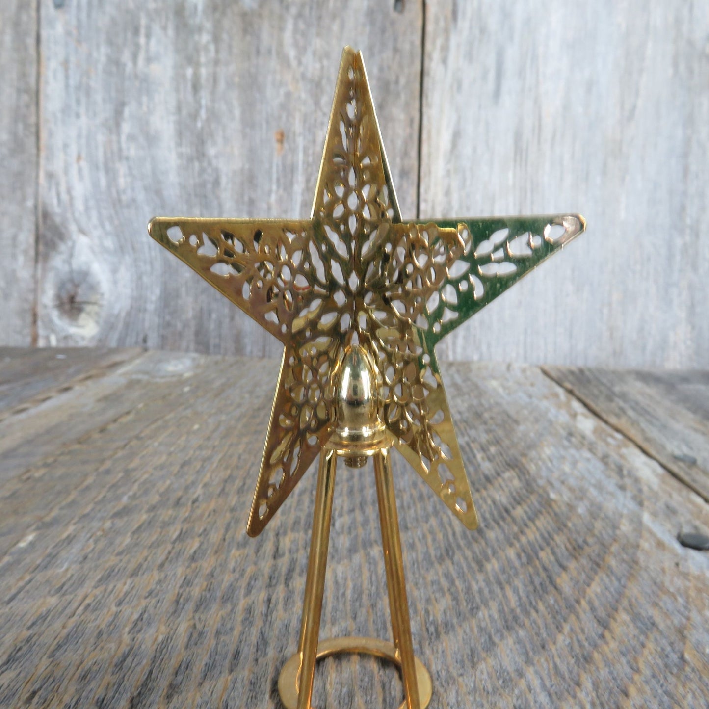 Vintage Shining Star Dimensional Brass Mini Tree Topper Christmas Hallmark 1995
