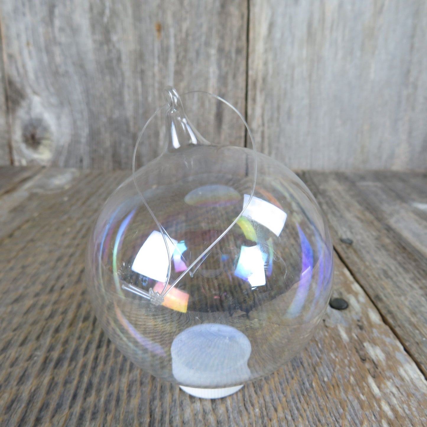 Vintage Blown Glass Ball Ornament Christmas Silvestri Clear Bubble Delicate Iridescent Taiwan