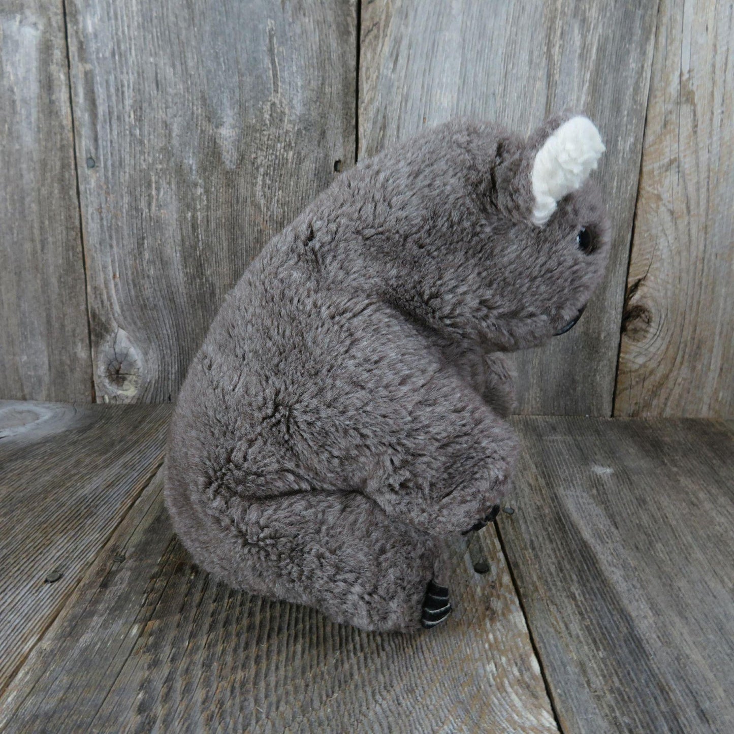 Vintage Koala Plush Hand Puppet Gray Black White  Stuffed Animal Leather Nails Plastic Nose