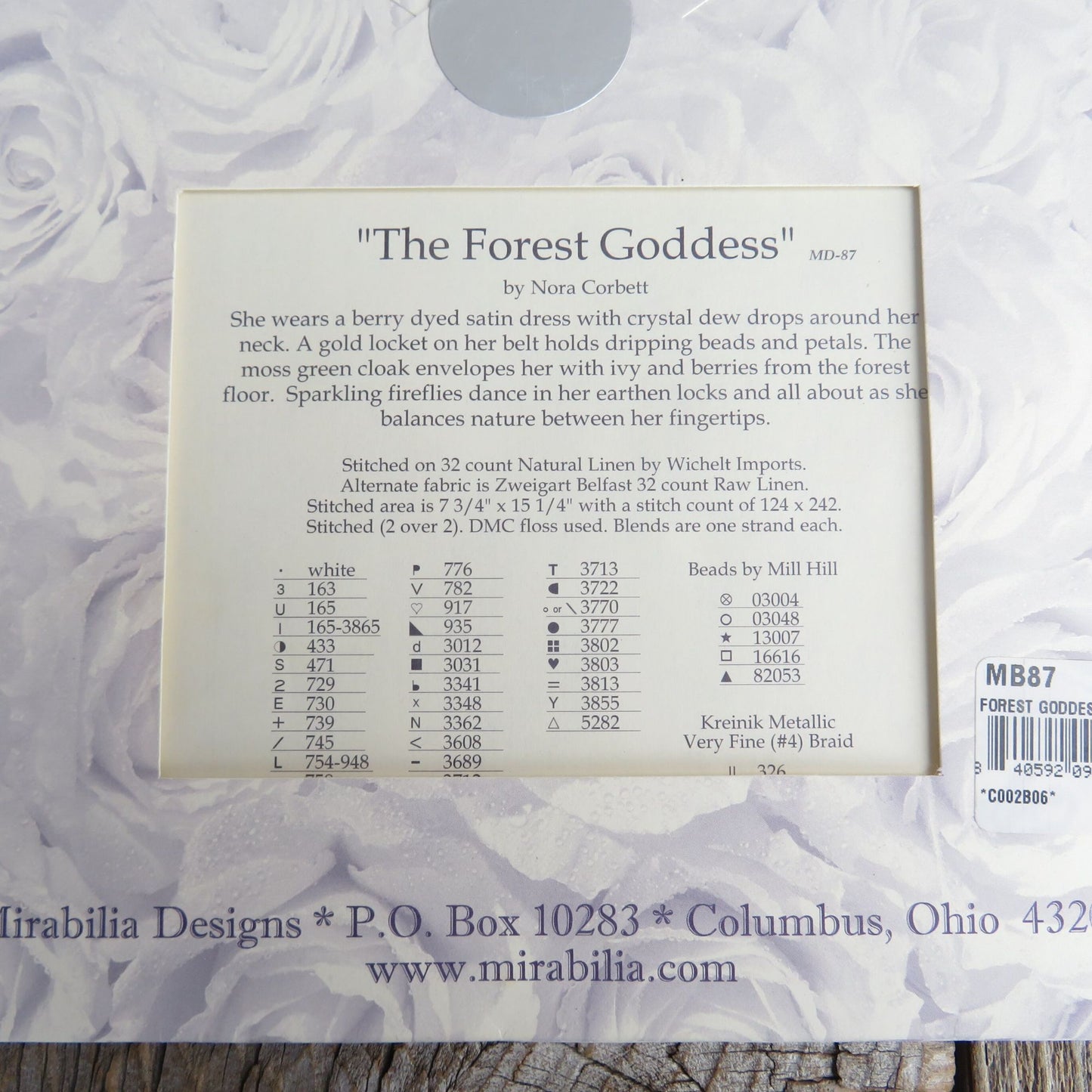 Mirabilia Counted Cross Stitch Pattern The Forest Goddess MD-87 Nora Corbett