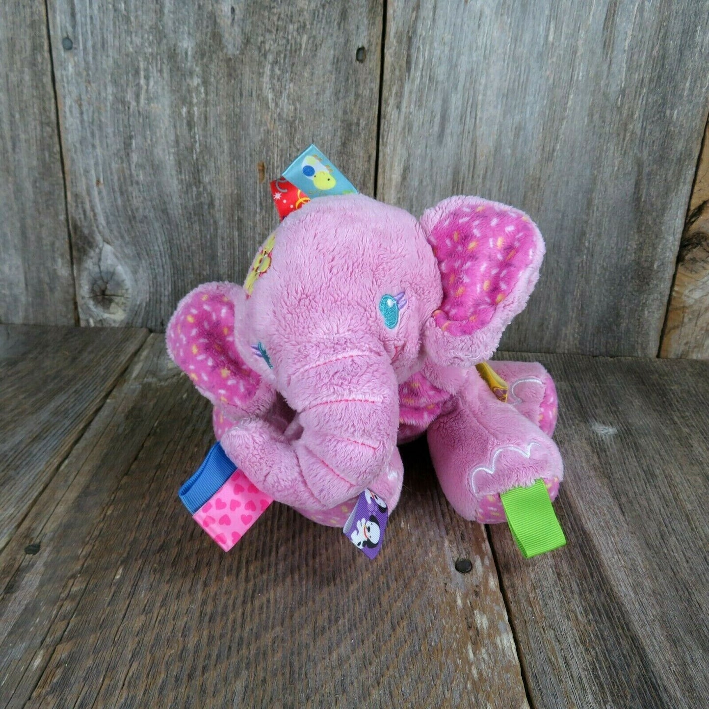 Pink Elephant Plush Tag N Play Taggies Baby Toy Lovey Tags Rattle Stuffed Animal