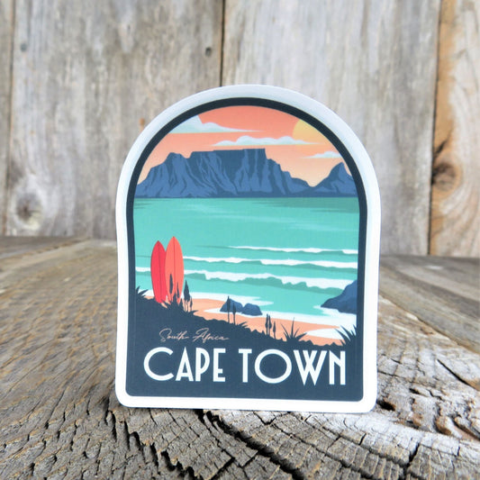 Table Mountain Cape Town Sticker South Africa Coast Retro Color Waterproof Travel Souvenir Water Bottle Laptop