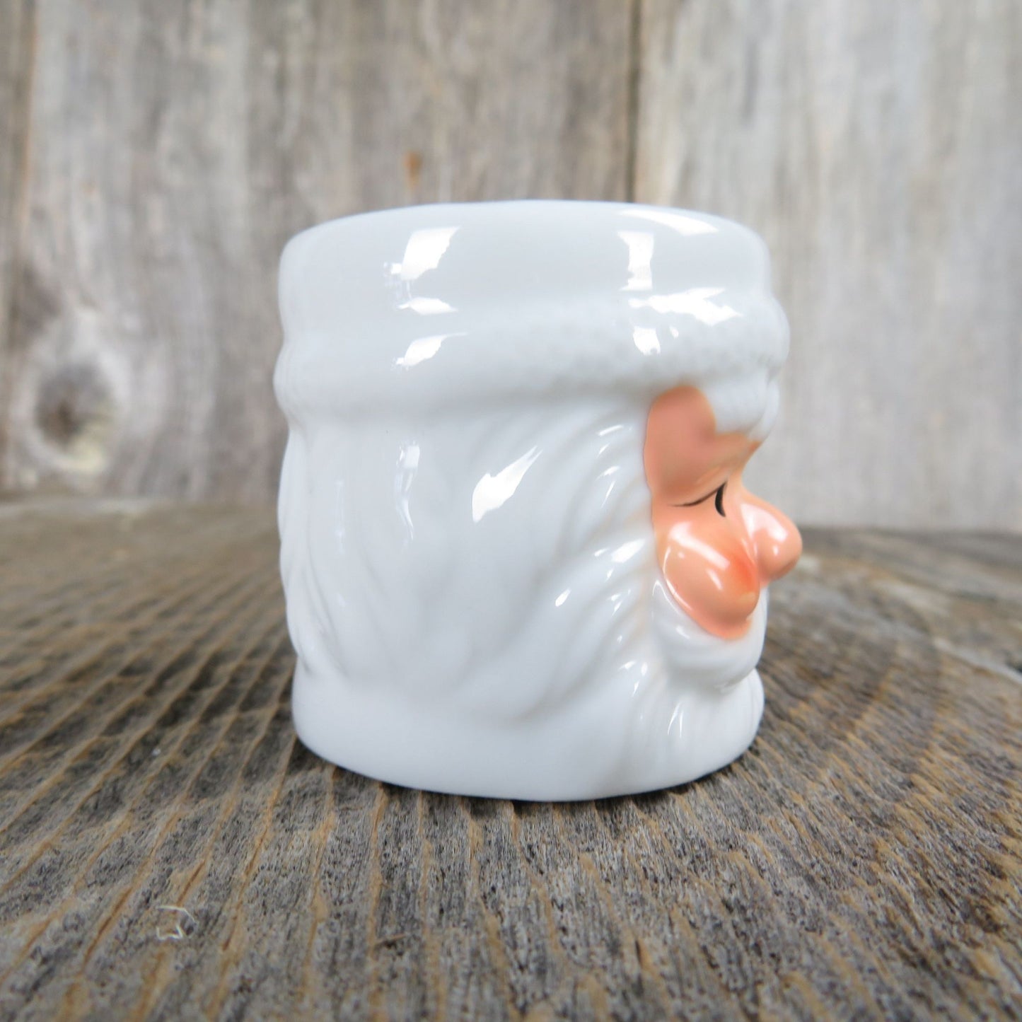 Vintage Santa Mini Mug Cup Christmas Candle Holder Votive Ornament