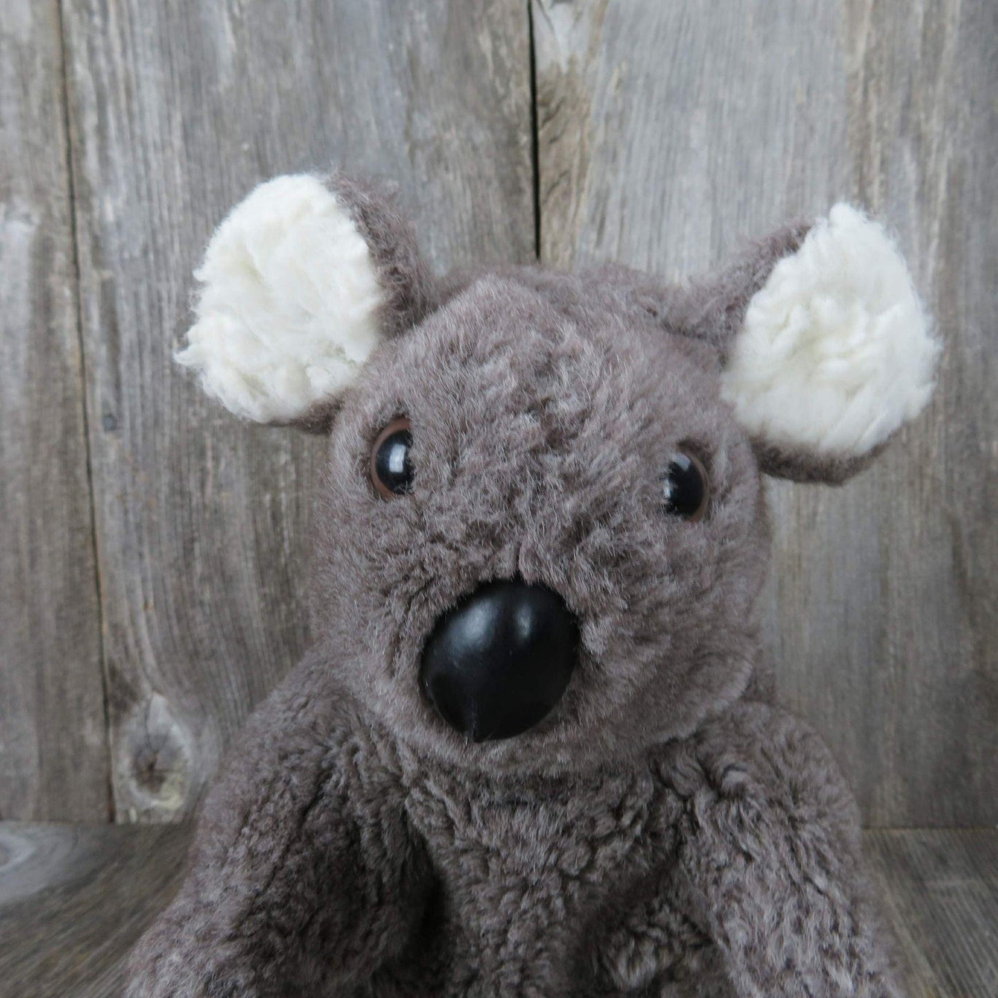 Vintage Koala Plush Hand Puppet Gray Black White  Stuffed Animal Leather Nails Plastic Nose