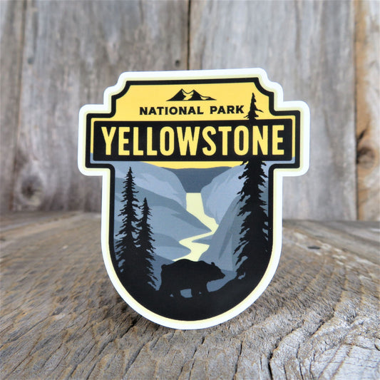 Yellowstone Sticker Wyoming National Park Badge Shield Souvenir Waterproof Travel Water Bottle Laptop