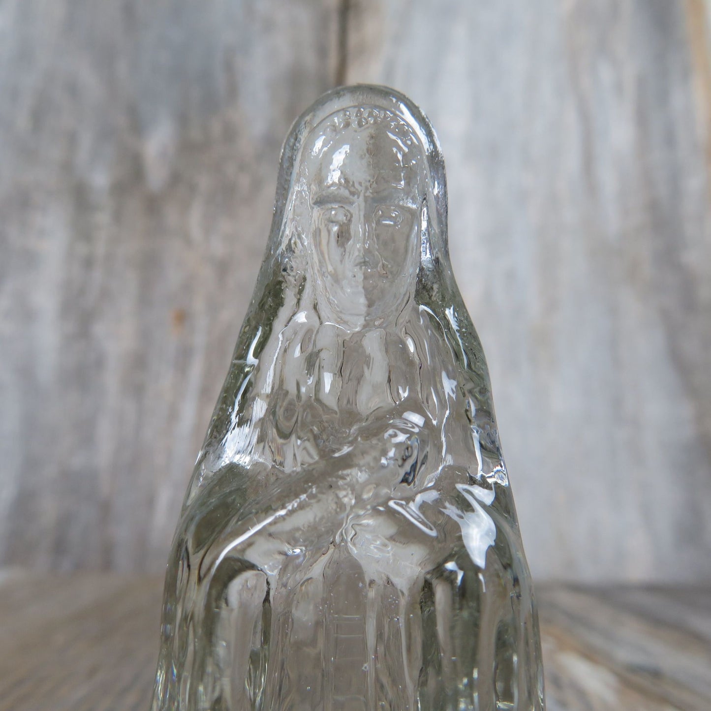 Vintage Mother Mary Figurine Clear Glass Nativity Replacement Part Christmas Bible Story