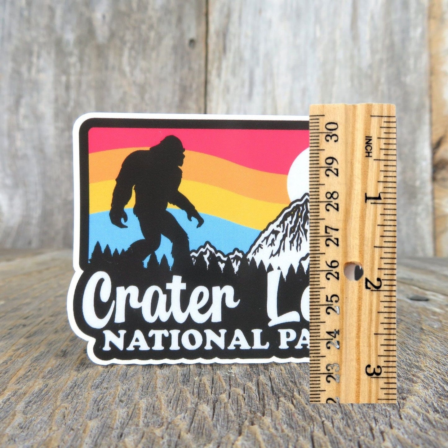 Crater Lake National Park Oregon Sticker Bigfoot Retro Sunset Mountain Souvenir Waterproof