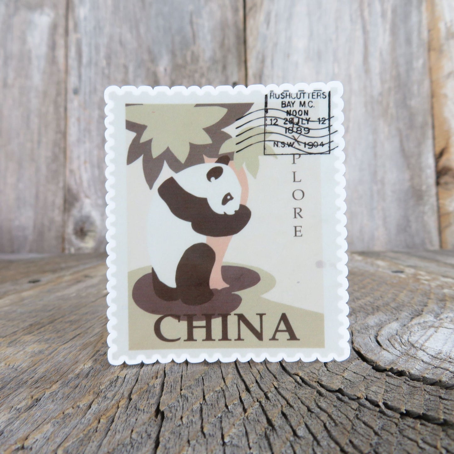 China Panda Bear Postage Stamp Sticker Waterproof Travel Souvenir Water Bottle Laptop