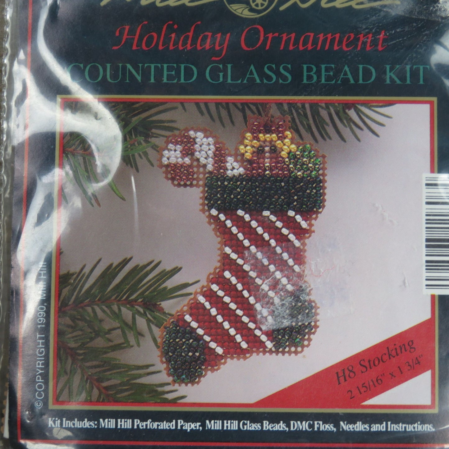 Stocking Ornament Counted Glass Bead Kit Mill Hill Cross Stitch Unused Christmas 1990