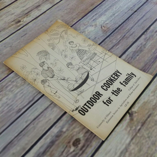 Vintage Cookbook Outdoor Cookery For the Family BBQ Grill Recipes 1950s Paperback Booklet University of Illinois Agriculture Home Economics