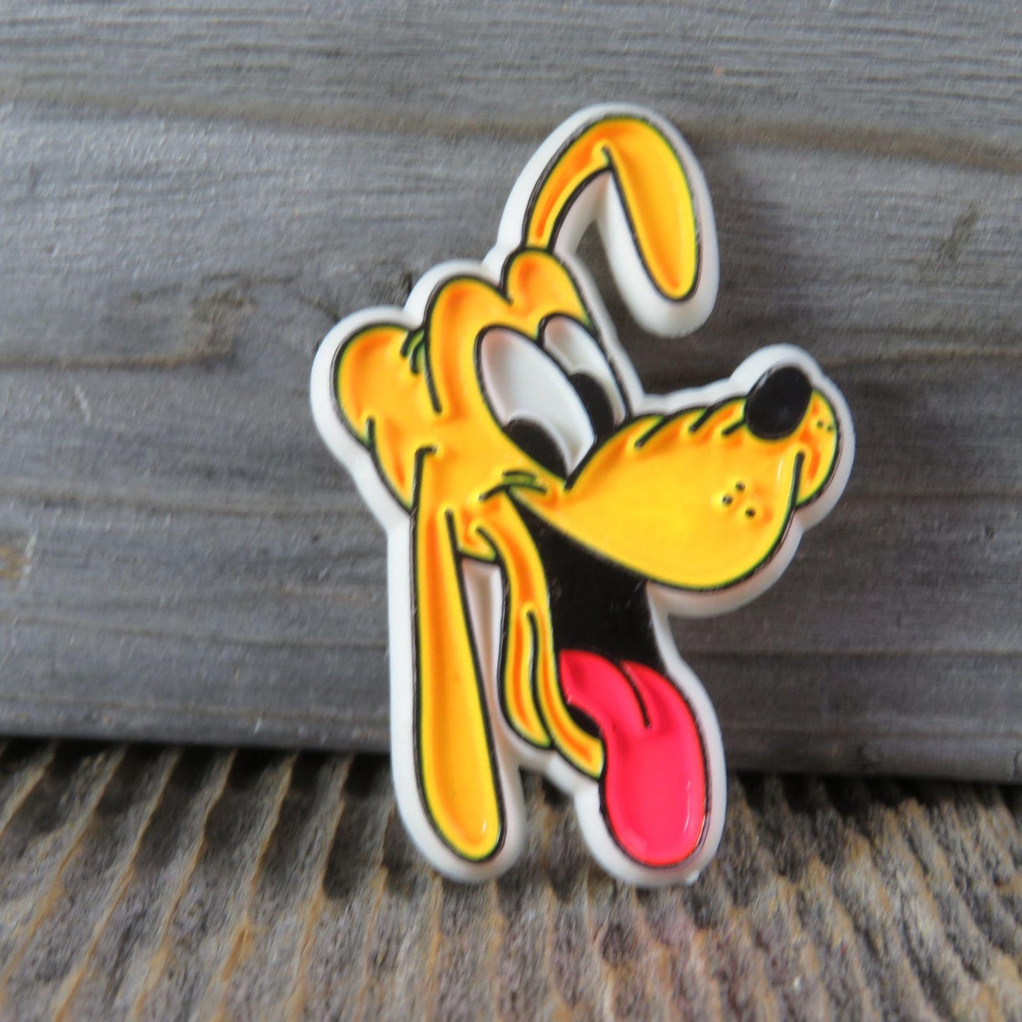 Vintage Pluto Head Pin Disney Dog Pup Brooch Plastic Mickey Mouse Lapel Straight