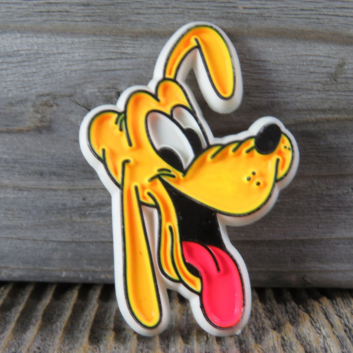 Vintage Pluto Head Pin Disney Dog Pup Brooch Plastic Mickey Mouse Lapel Straight