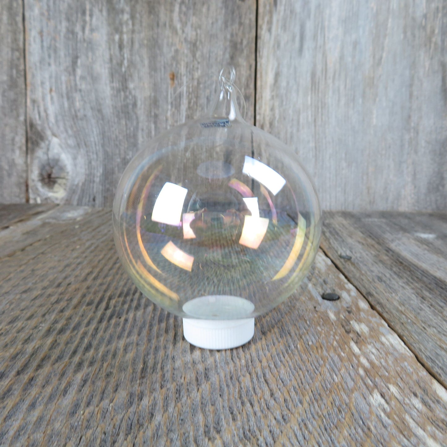 Vintage Blown Glass Ball Ornament Christmas Silvestri Clear Bubble Delicate Iridescent Taiwan