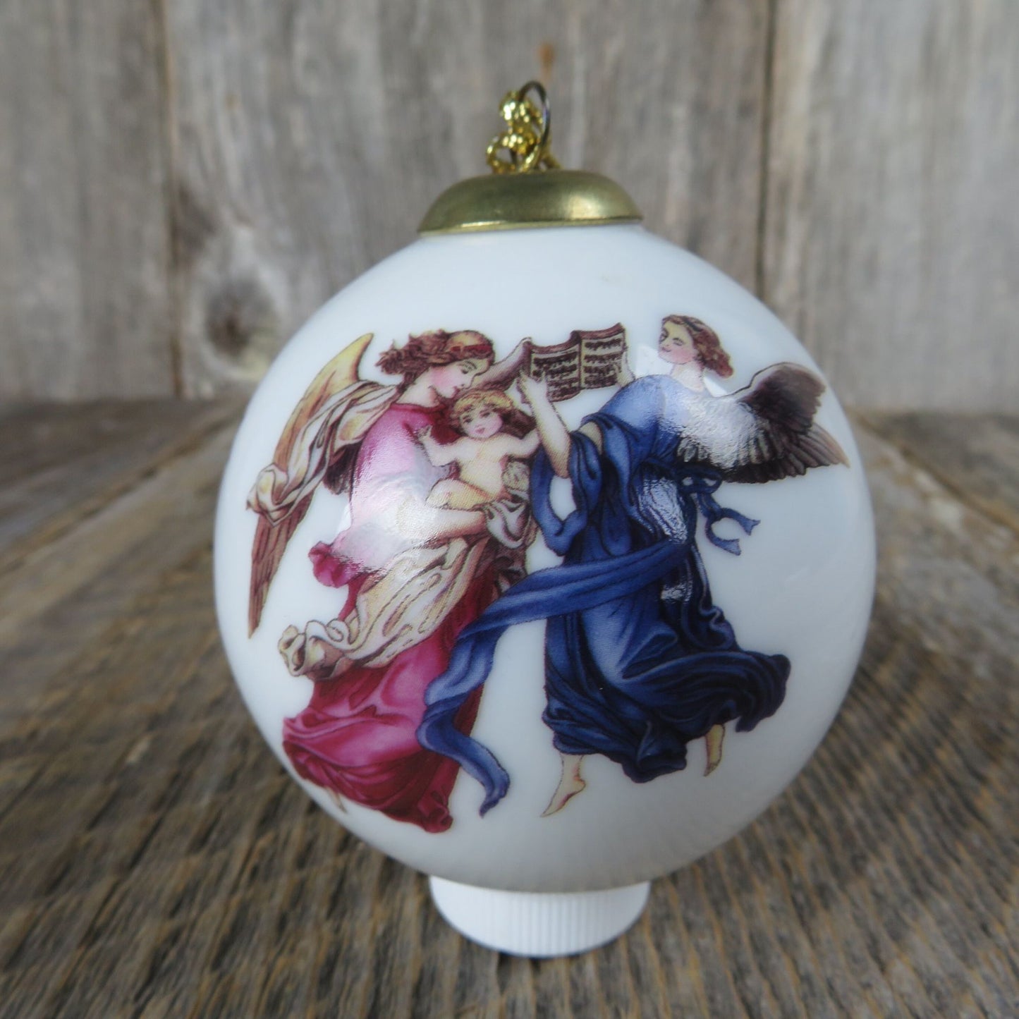 Angels Porcelain Ball Ornament Reutter Porzellan Germany White Pink Blue