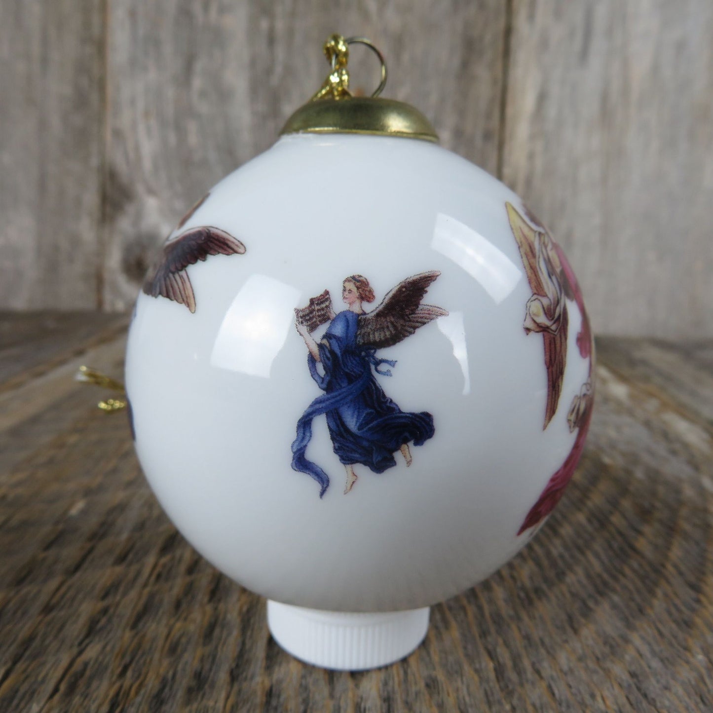 Angels Porcelain Ball Ornament Reutter Porzellan Germany White Pink Blue