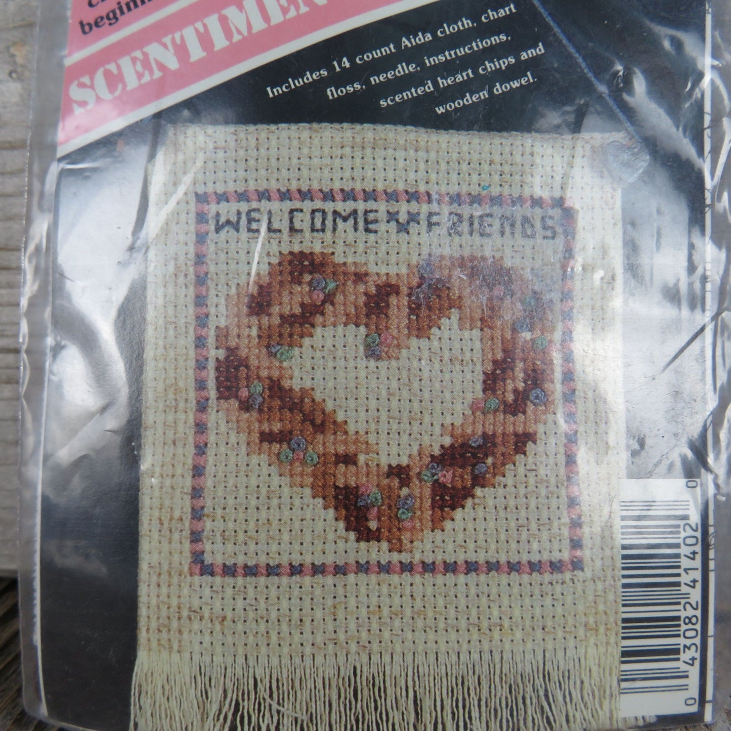 Counted Cross Stitch Kit Welcome Friends Heart Sampler Ornament Banar Designs SS-402 Tiny Sign