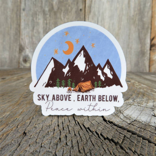 Sky Above Earth Below Peace Within Sticker Full Color Waterproof Outdoors Camping Mountains Water Bottle Sticker
