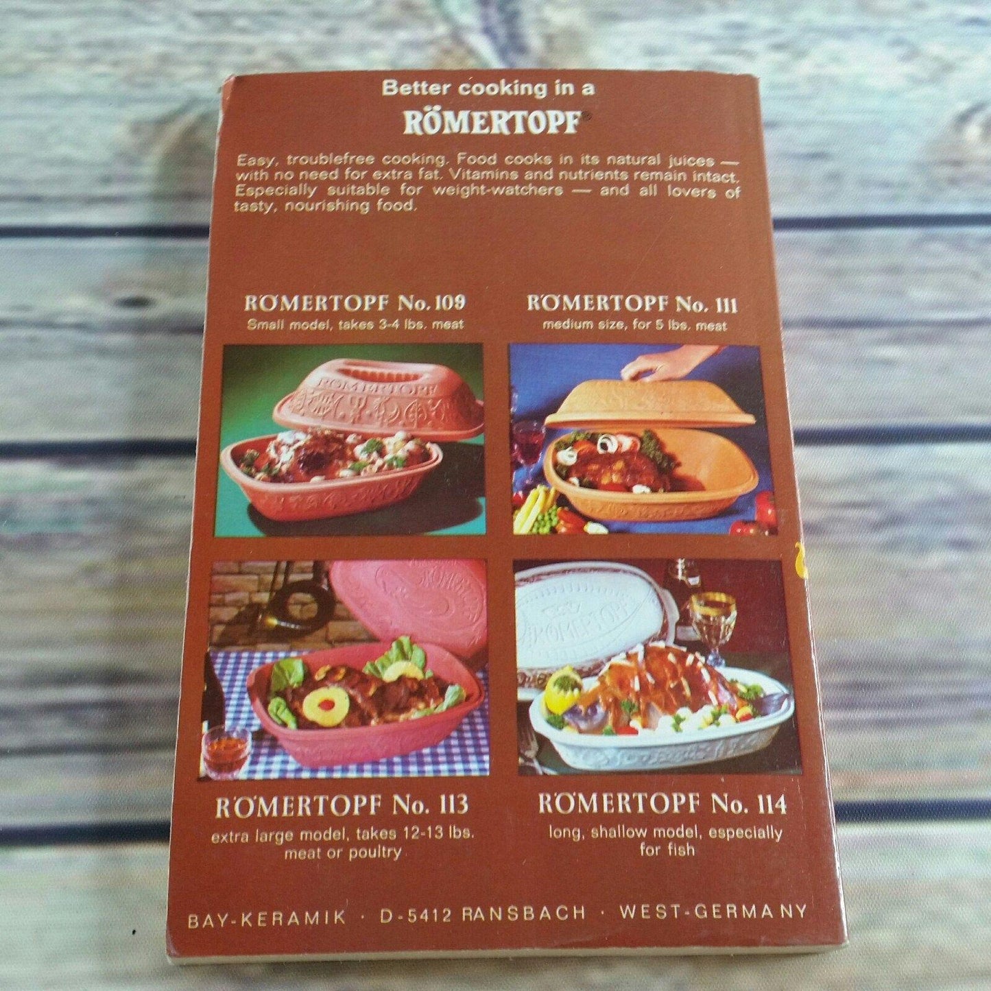 Vintage Cookbook Romertopf Cooking is Fun Clay Pot Cooking 400 Recipes 1971 Promo Paperback 11th Printing Wendy Philipson