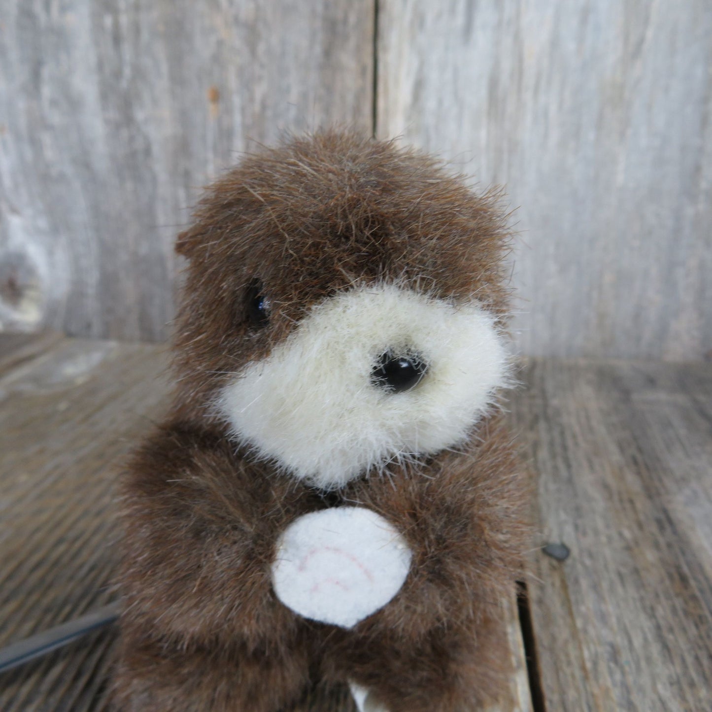 Vintage Otter with Shell Miniature Brown River Sea Stuffed Animal K & M International 1992